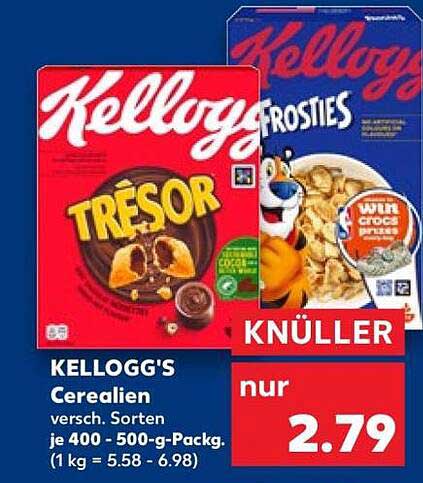 KELLOGG'S Cerealien versch. Sorten je 400 - 500-g-Packg. (1 kg = 5.58 - 6.98)