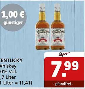 KENTUCKY Whiskey 30% Vol. 0,7 Liter 1 Liter = 11,41