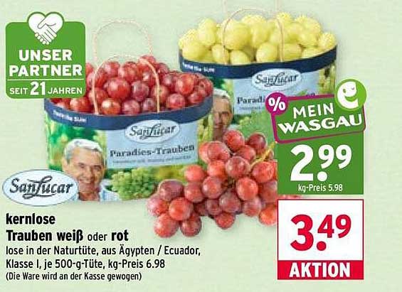 kernlose Trauben weiß oder rot