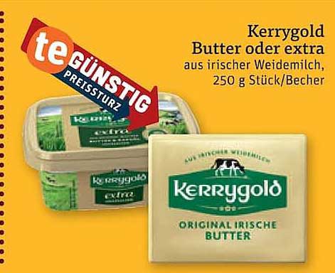 Kerrygold Butter oder extra aus irischer Weidemilch, 250 g Stück/Becher