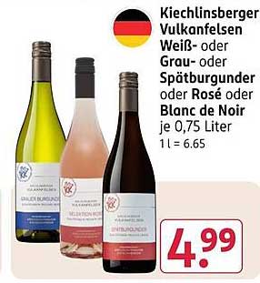 Kiechlinsberger Vulkanfelsen Weiß- oder Grau- oder Spätburgunder oder Rosé oder Blanc de Noir je 0,75 Liter