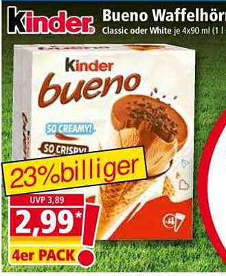 Kinder Bueno Waffelhörnchen Classic oder White je 4x90 ml