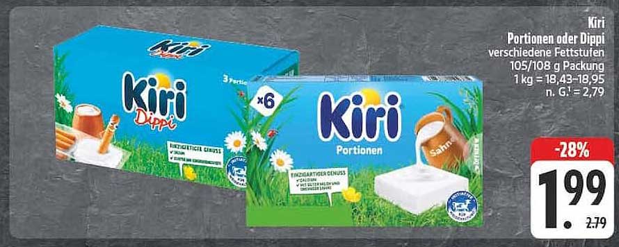 Kiri Portionen oder Dippi verschiedene Fettstufen