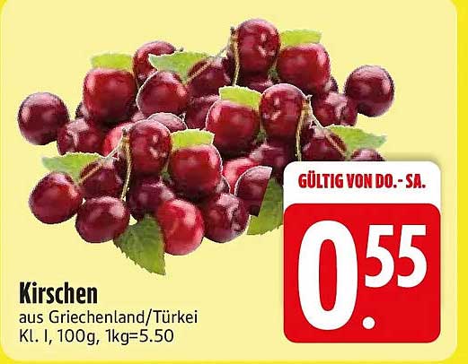 Kirschen aus Griechenland/Türkei Kl. I, 100g, 1kg=5.50
