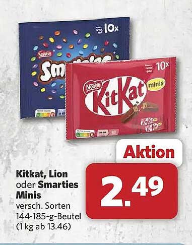 Kitkat, Lion oder Smarties Minis
