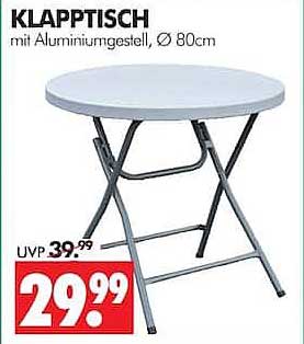 KLAPPTISCH mit Aluminiumgestell, Ø 80cm