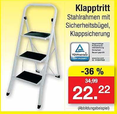 Klapptritt Stahlrahmen mit Sicherheitsbügel, Klappsicherung
