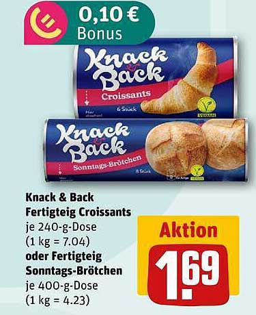 Knack & Back Fertigteig Croissants oder Fertigteig Sonntags-Brötchen