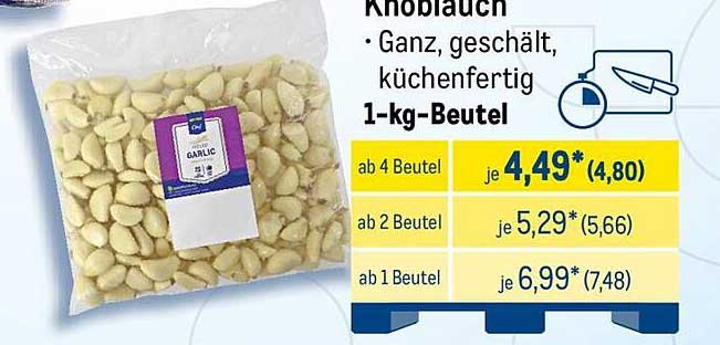 Knoblauch - Ganz, geschält, küchenfertig 1-kg-Beutel