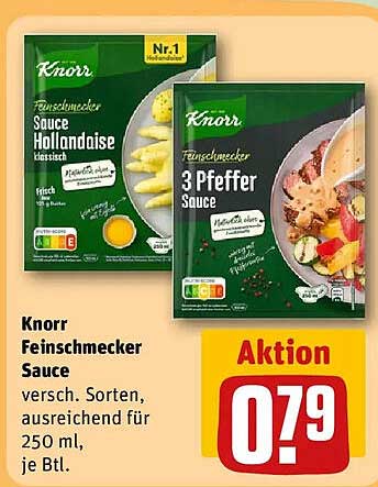 Knorr Feinschmecker Sauce versch. Sorten, ausreichend für 250 ml, je Btl.