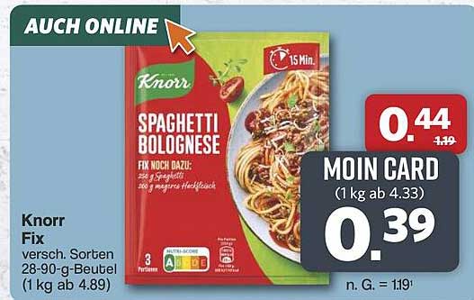 Knorr Fix versch. Sorten 28-90-g-Beutel (1 kg ab 4.89)