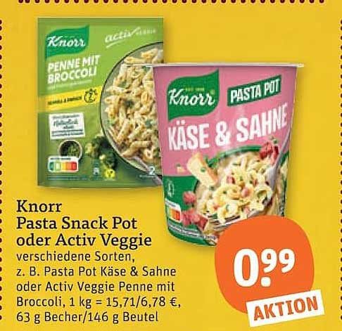 Knorr Pasta Snack Pot oder Activ Veggie