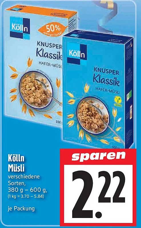 Kölln Müsli verschiedene Sorten, 380 g – 600 g