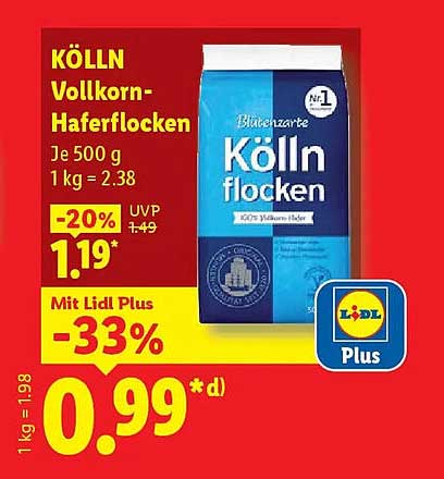 KÖLLN Vollkorn-Haferflocken