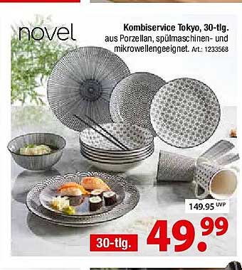 Kombiservice Tokyo, 30-tlg. aus Porzellan, spülmaschinen- und mikrowellengeeignet. Art.: 1233568