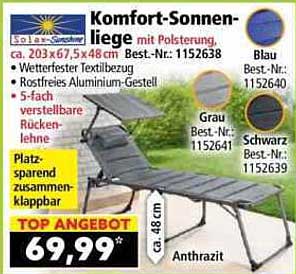 Komfort-Sonnenliege mit Polsterung, ca. 203 x 67,5 x 48 cm, Best.-Nr.: 1152638
