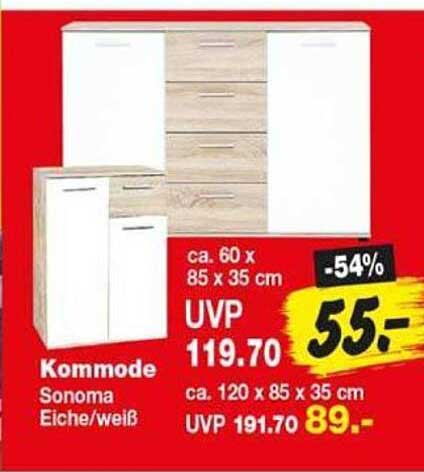 Kommode Sonoma Eiche/weiß