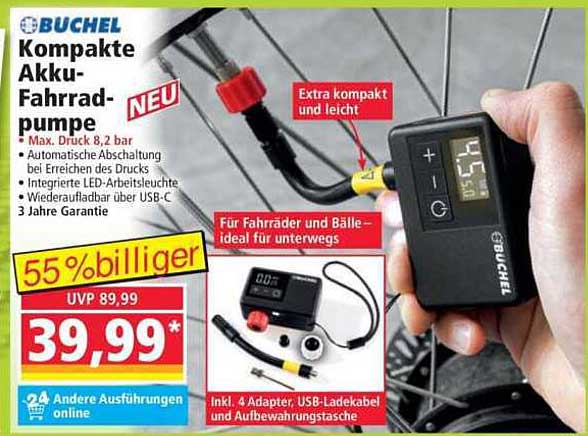 Kompakte Akku-Fahrradpumpe