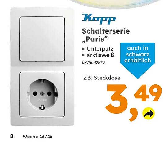 Kopp Schalterserie „Paris“ - Unterputz - arktisweiß