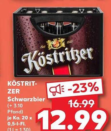 Köstritzer Schwarzbier (+ 3.10 Pfand) je Kt. 20 x 0,5-l-Fl.