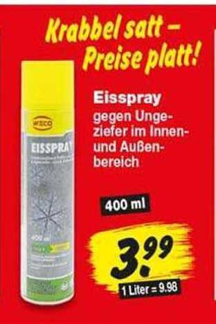 Krabbel satt – Preise platt! Eispray gegen Ungeziefer im Innen- und Außenbereich 400 ml