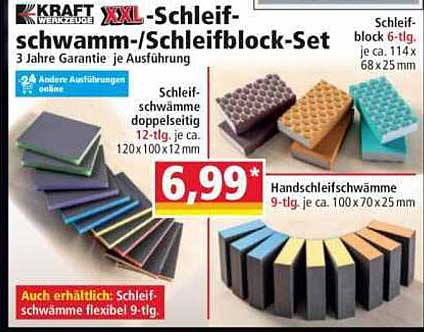 KRAFT WERKZEUGE XXL-Schleif-schwamm-/Schleifblock-Set