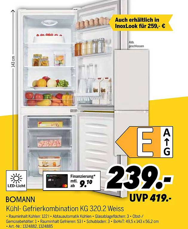 Kühl- Gefrierkombination KG 320.2 Weiss