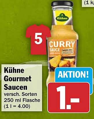 Kühne Gourmet Saucen versch. Sorten 250 ml Flasche (1 l = 4.00) AKTION!