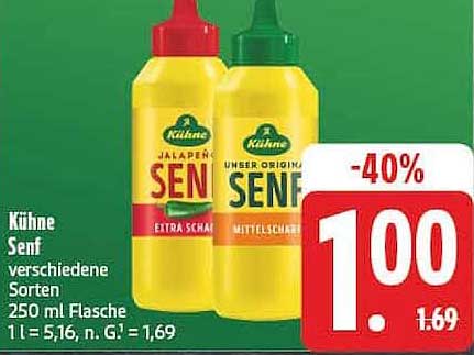 Kühne Senf verschiedene Sorten 250 ml Flasche