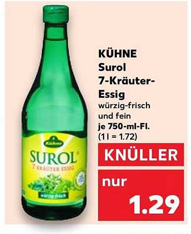 KÜHNE Surol 7-Kräuter-Essig würzig-frisch und fein je 750-ml-Fl. (1 l = 1.72)