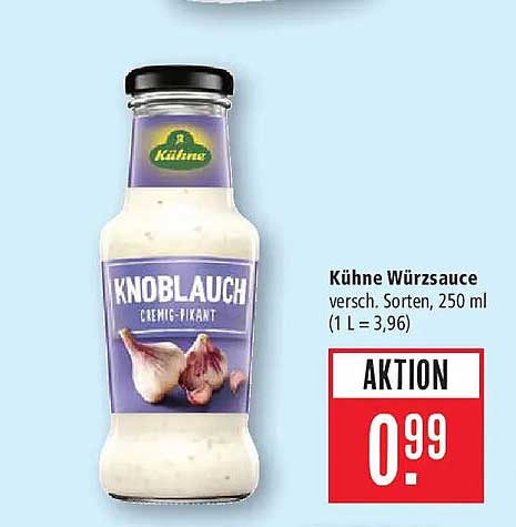 Kühne Würzsauce versch. Sorten, 250 ml (1 L = 3,96)