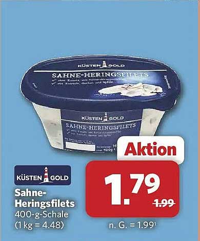 KÜSTEN GOLD Sahne-Heringsfilets 400-g-Schale (1 kg = 4.48)