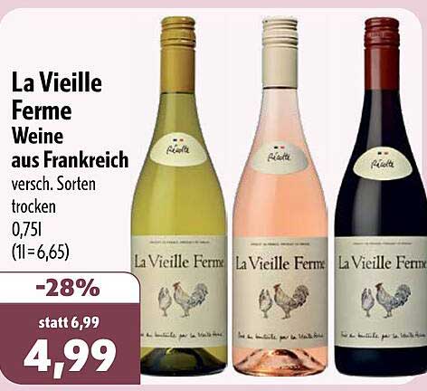La Vieille Ferme Weine aus Frankreich versch. Sorten trocken 0,75 l (1 l = 6,65)