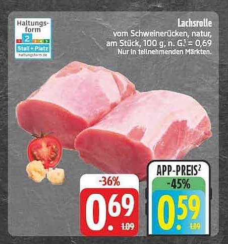 Lachsrolle vom Schweinerücken, natur