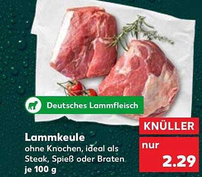 Lammkeule ohne Knochen, ideal als Steak, Spieß oder Braten je 100 g