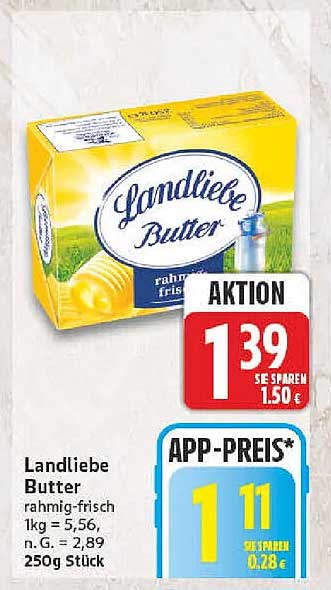 Landliebe Butter rahmig-frisch 250g Stück