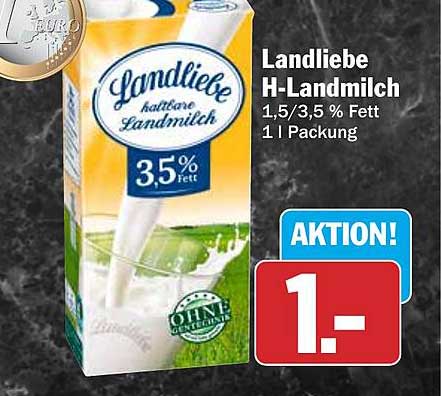 Landliebe H-Landmilch 1,5/3,5 % Fett 1 l Packung