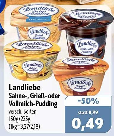 Landliebe Sahne-, Grieß- oder Vollmilch-Pudding