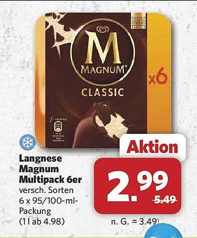 Langnese Magnum Multipack 6er versch. Sorten 6 x 95/100-ml-Packung