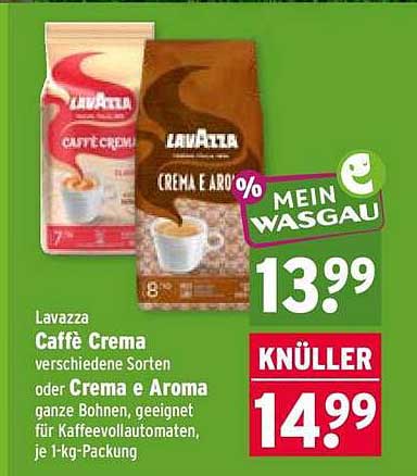 Lavazza Caffè Crema verschiedene Sorten oder Crema e Aroma ganze Bohnen, geeignet für Kaffeevollautomaten, je 1 kg-Packung