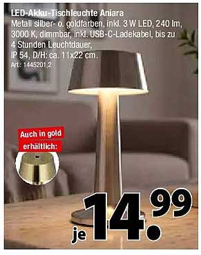 LED-Akku-Tischleuchte Aniara