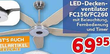LED-Deckenventilator FC156/FC260 mit Beleuchtung, Fernbedienung und Timer
