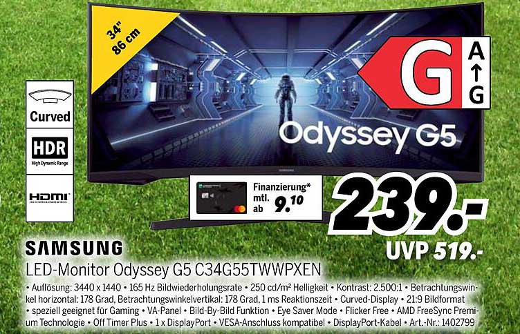 LED-Monitor Odyssey G5 C34G55TWWPXEN
