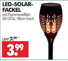 LED-SOLAR-FACKEL mit Flammeneffekt, 36 LEDs, 48cm hoch