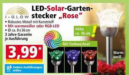 LED-Solar-Gartenstecker „Rose“