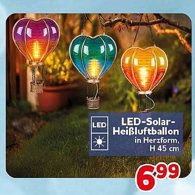 LED-Solar-Heißluftballon in Herzform, H 45 cm