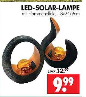 LED-SOLAR-LAMPE mit Flammeneffekt, 18x24x9cm