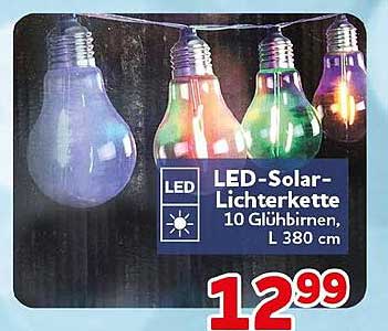 LED-Solar-Lichterkette 10 Glühbirnen, L 380 cm