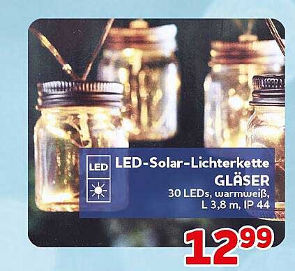 LED-Solar-Lichterkette GLÄSER