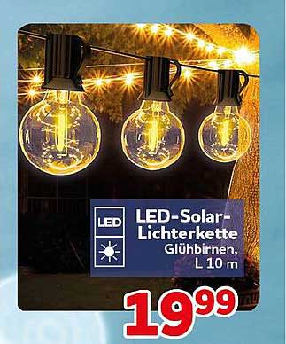 LED-Solar-Lichterkette Glühbirnen, L 10 m